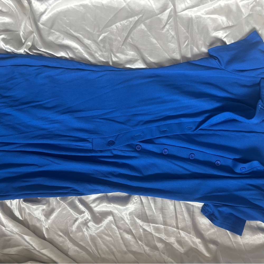 Vibrant Blue Button-Up Dress